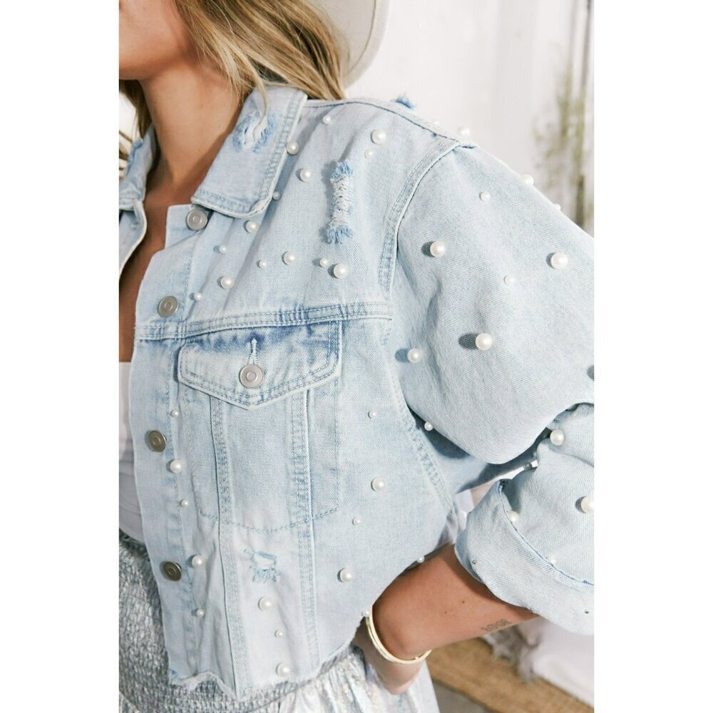 One in a Million Denim and Pearls Jacket